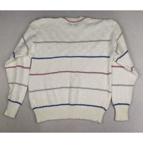 Private Club Vintage Men's Sweater White Striped Crew Neck Pullover Size XL - Picture 12 of 12